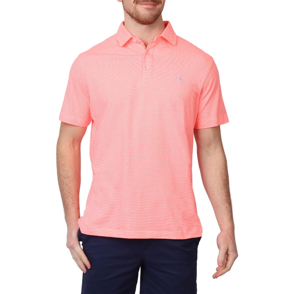Tailorbyrd Supersoft Stripe Yarn Dye Polo In Neon Coral