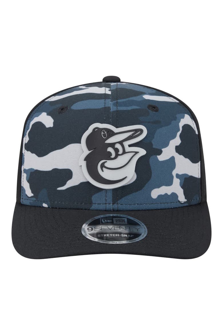 Men's New Era Black Baltimore Orioles Tonal Camo 9SEVENTY Stretch-Snap Hat, Alternate, color, Black