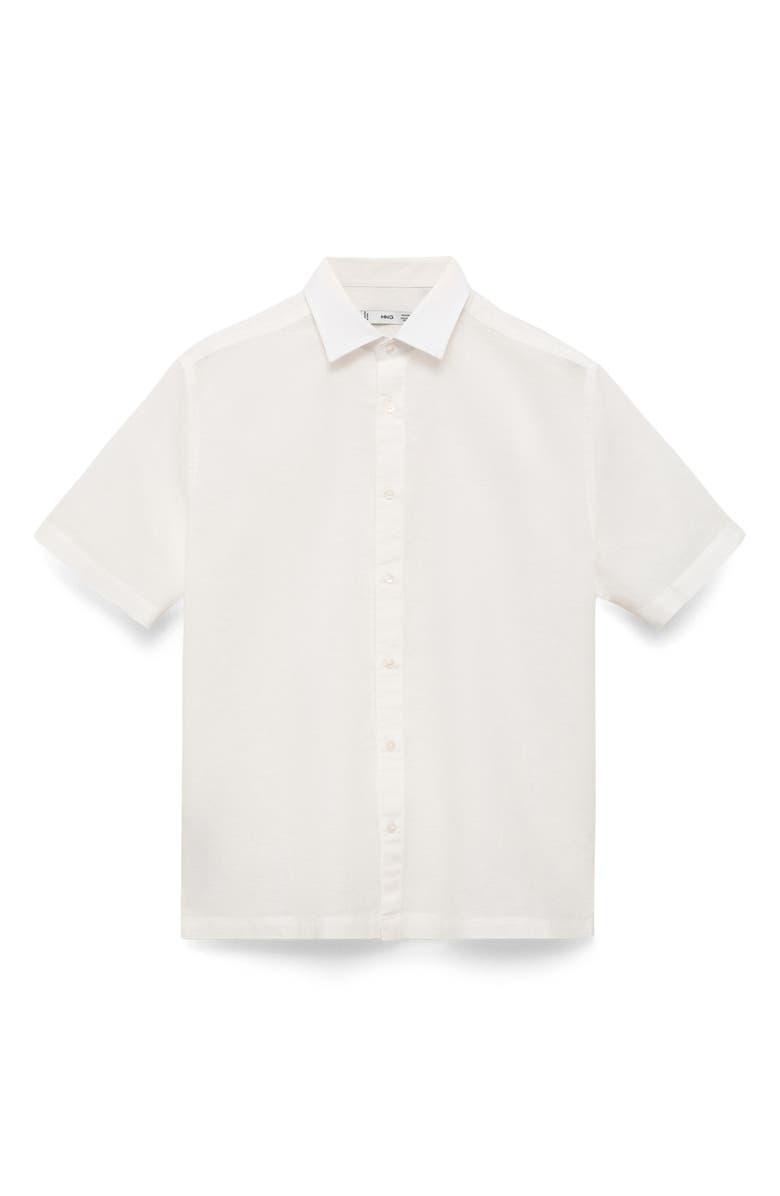 MANGO Regular Fit Linen Blend Button-Up Shirt, Alternate, color,