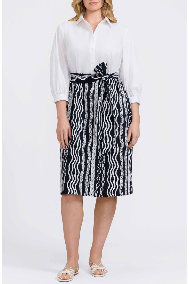 Esther Belted Braid Print Shirtdress, Main, color, WHITE/ BLACK