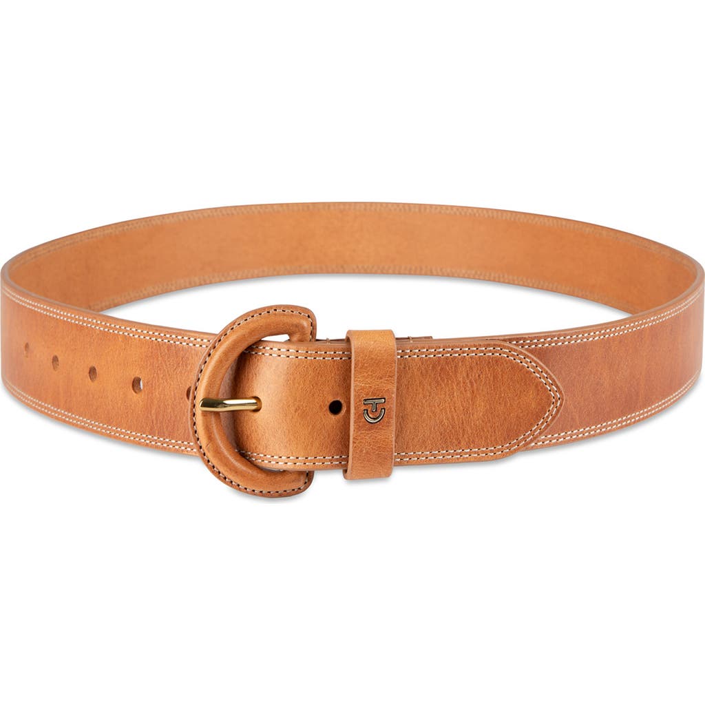 Cole Haan Covered Buckle Leather Belt In Brown