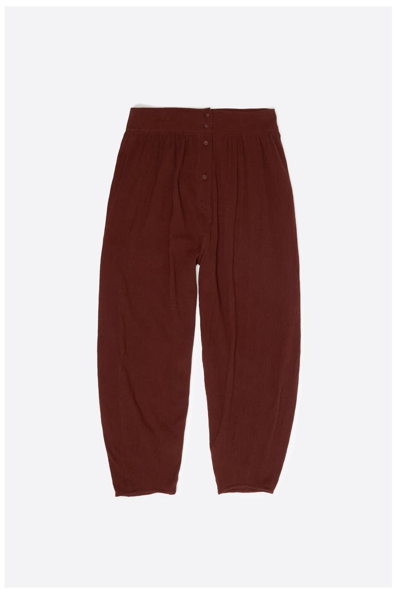 Textured Cotton Harem Trousers, Alternate, color, BROWN