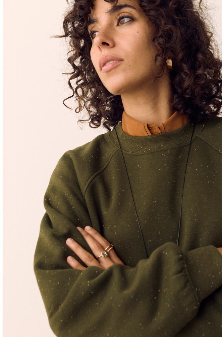Flecked Sweatshirt, Alternate, color, DARK KHAKI