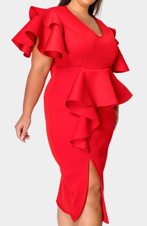 L I V D Kira Neoprene Peplum Dress In Red