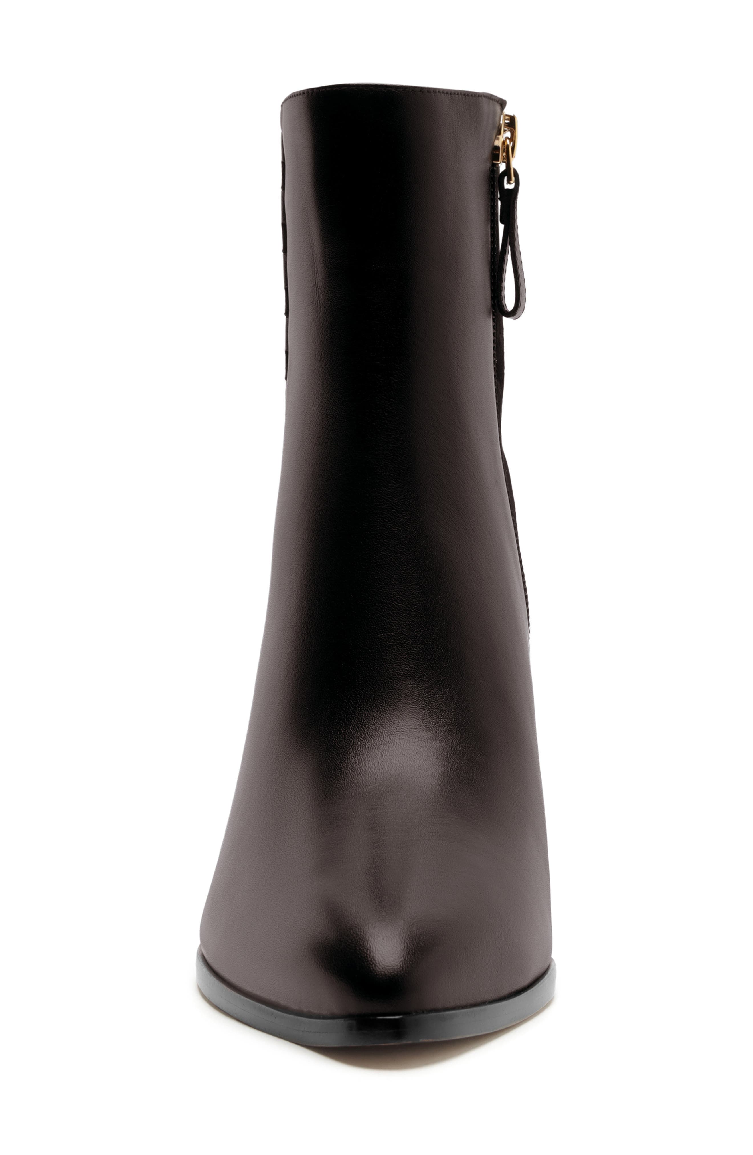 Jesse Leather Ankle Bootie, Alternate, color, DARK BROWN