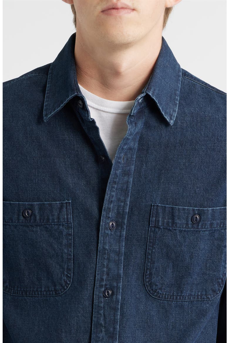 Cotton Denim Button-Up Work Shirt, Alternate, color, INDIGO
