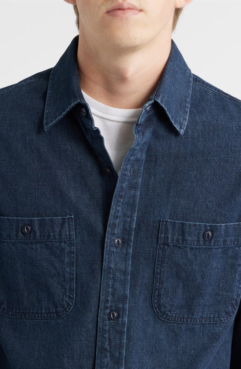 Schott NYC Cotton Denim Button-Up Work Shirt, Alternate, color, Indigo
