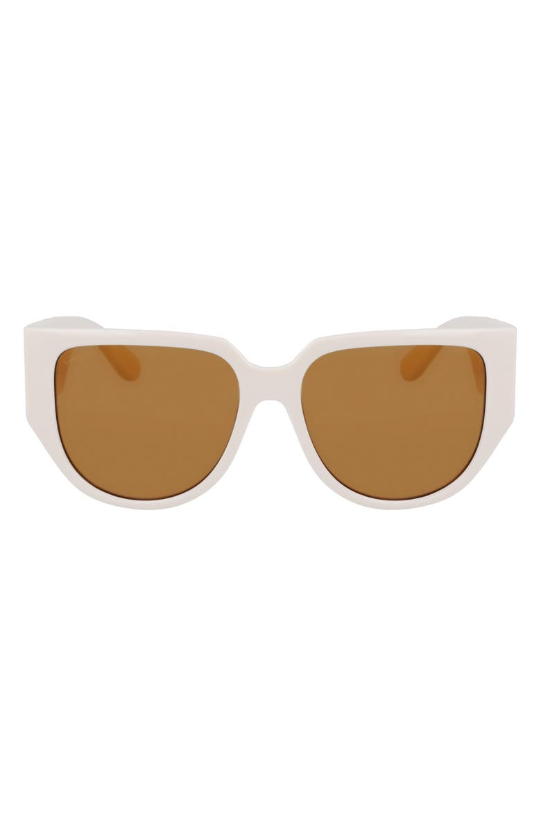 FERRAGAMO Gancini Tea Cup 58mm Oval Sunglasses, Main, color, Ivory