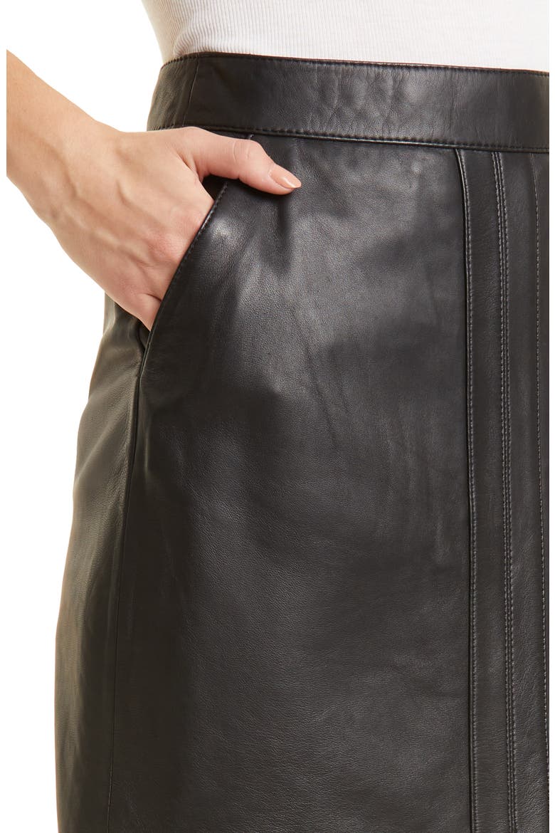 Women's Autry Leather Pencil Skirt, Alternate, color, BLACK