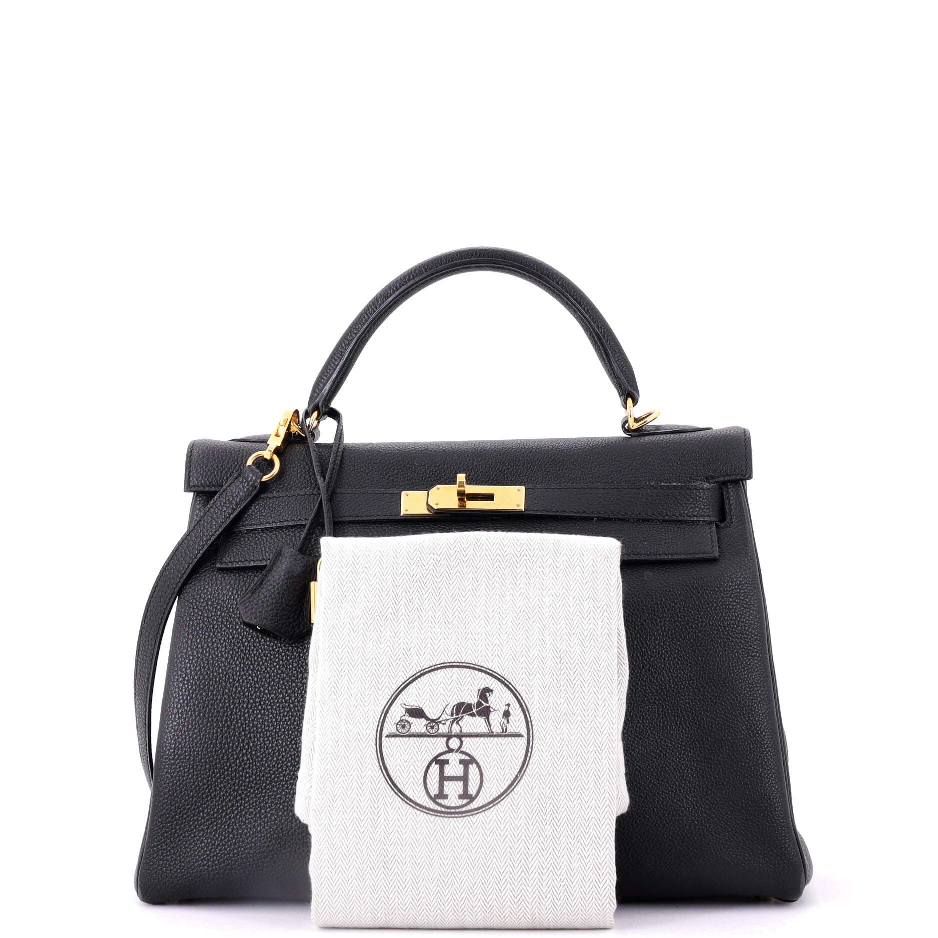 Pre-Owned Hermes Kelly Handbag Black Togo with Gold Hardware 32, Alternate, color, Noir