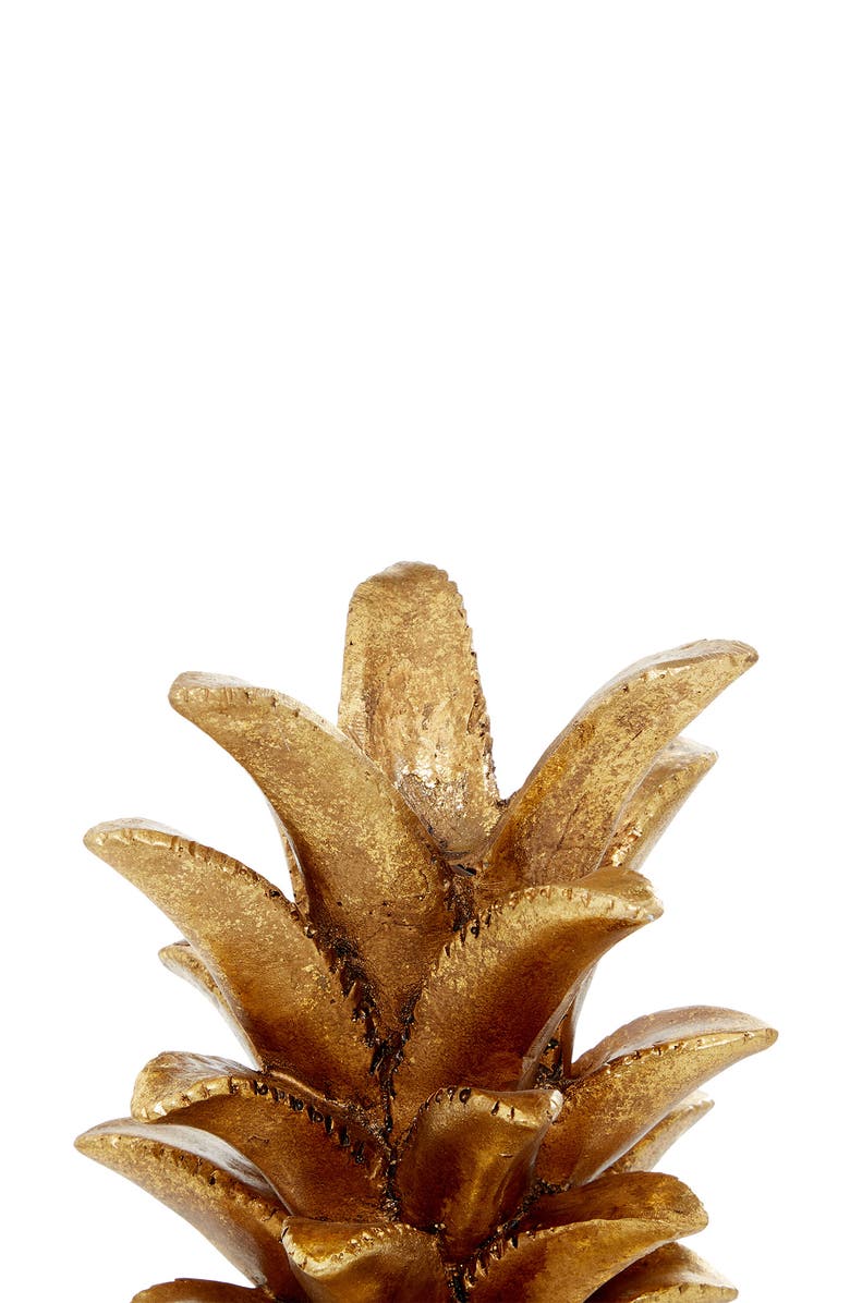 VIVIAN LUNE HOME Goldtone Polystone Pineapple Fruit Sculpture, Alternate, color, 