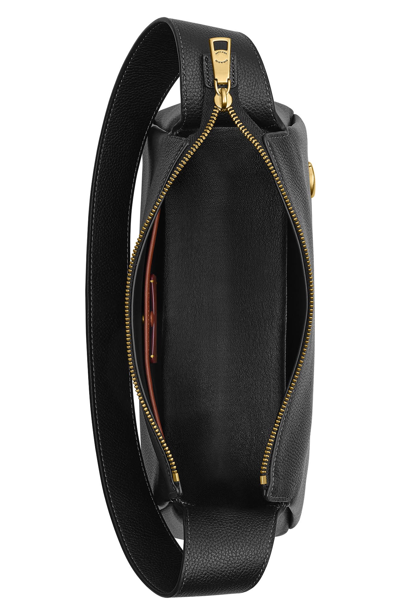 COACH Lola Polished Pebble Leather Shoulder Bag, Alternate, color, B4/Black