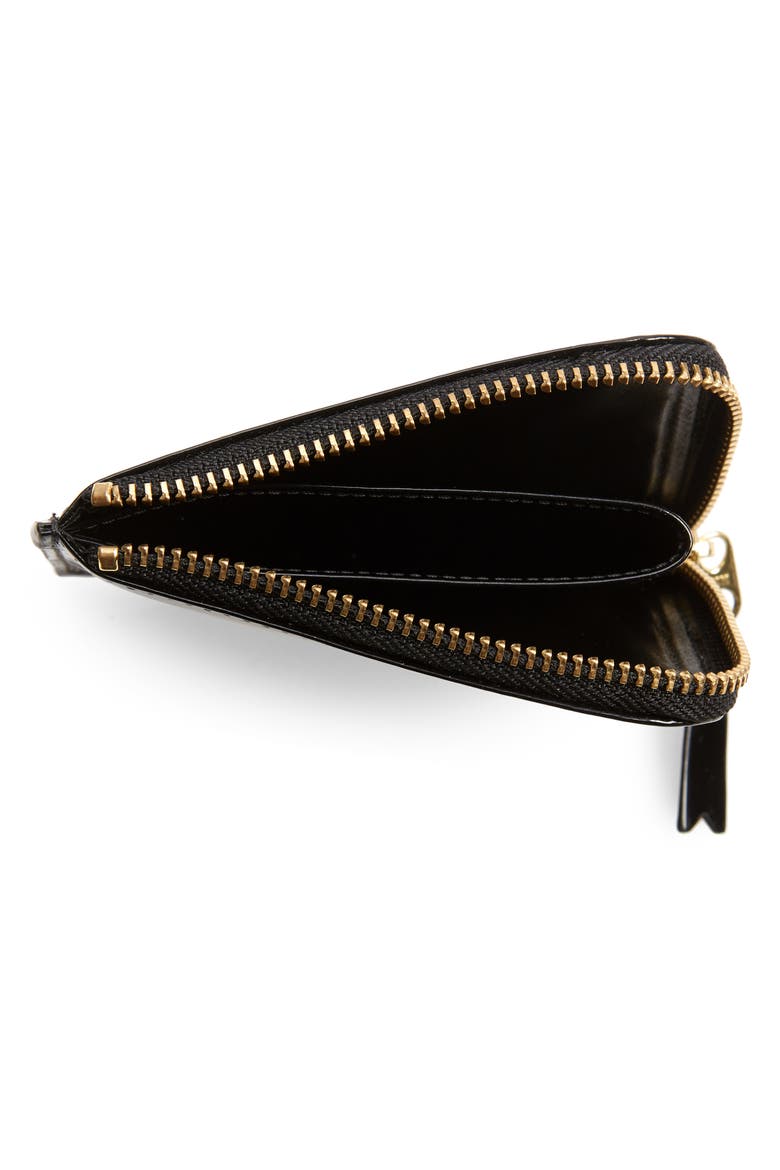 Dot Embossed Zip Around Leather Wallet, Alternate, color, BLACK