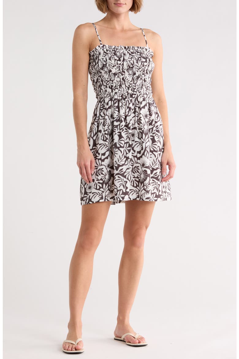 Seaside Breeze Minidress, Main, color, BLACK PALMS
