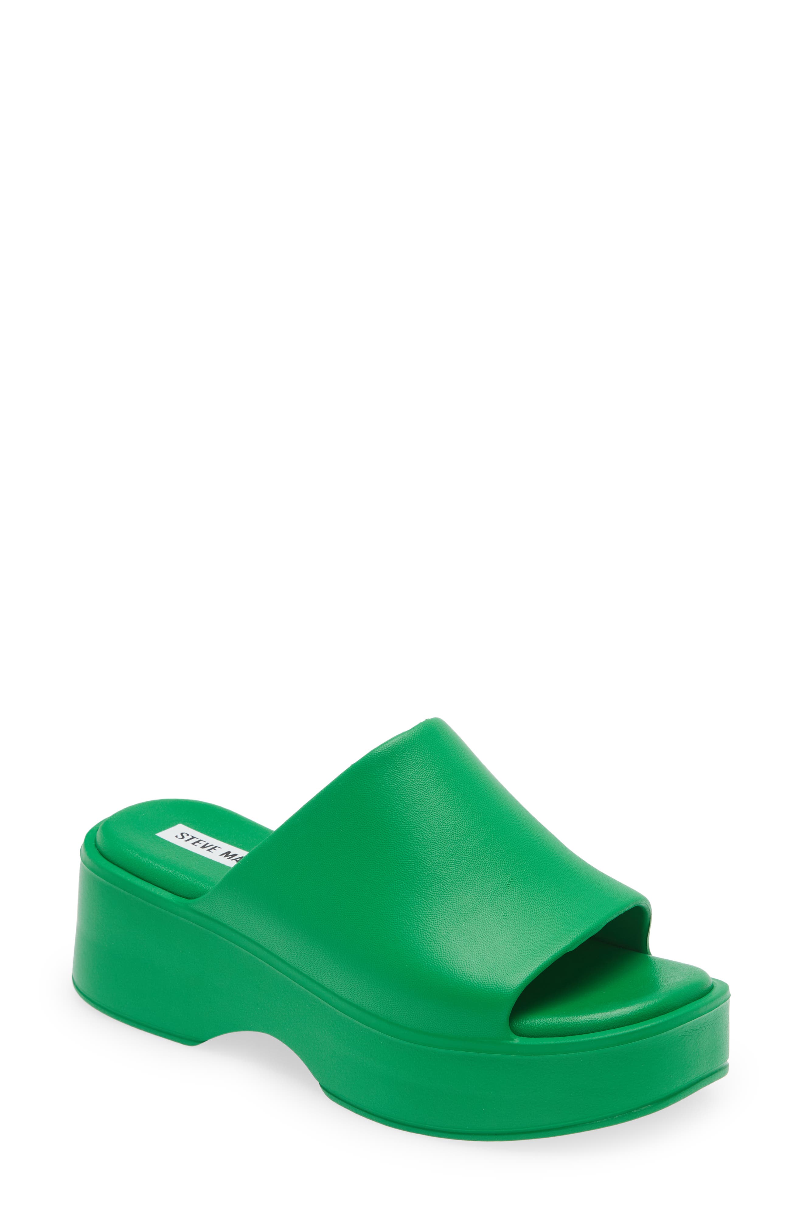 Slinky Platform Slide Sandal, Main, color, GREEN