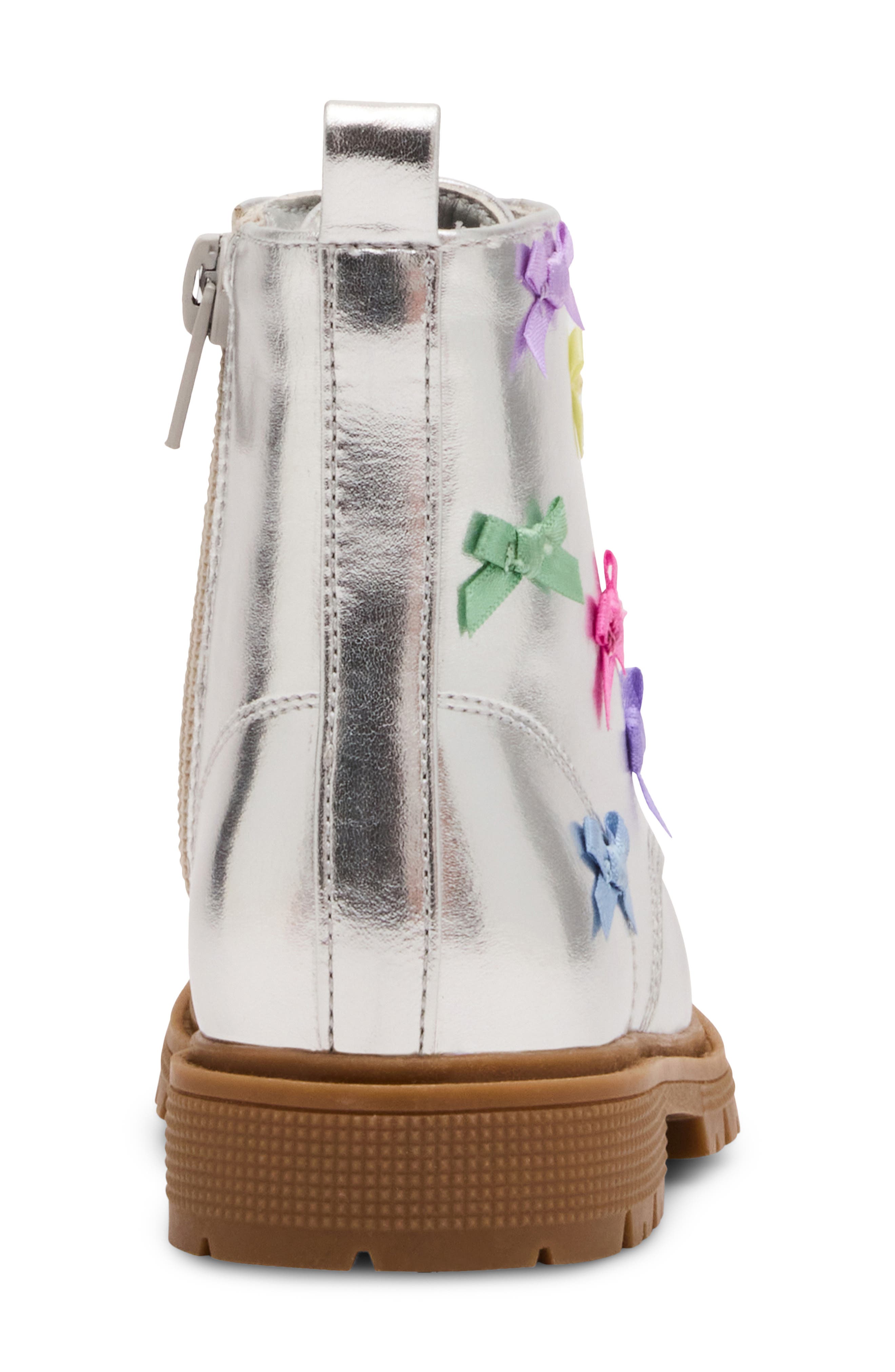 Kids' Fleur Faux Leather Boot, Alternate, color, SILVER