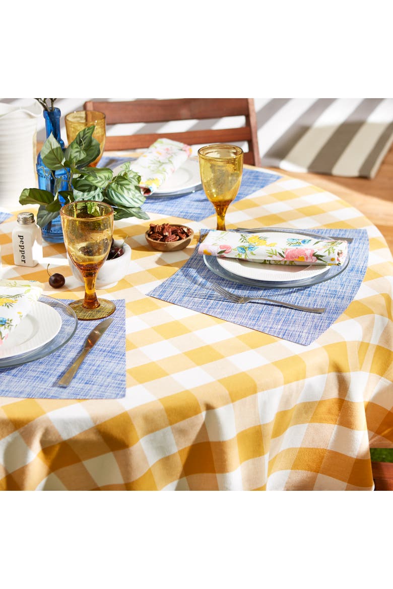 Tweed Round Placemat Set/6, Alternate, color, Blue