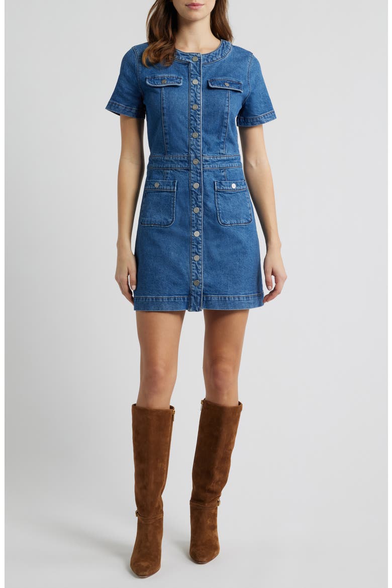 Kiya Snap Front Denim Mini Shirtdress, Main, color, ADVENTURE