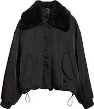 Proenza Schouler Vadra Recycled Nylon Bomber Jacket With Faux Shearling Collar
