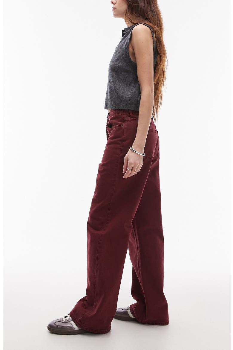 Wide Leg Column Jeans, Alternate, color, BURGUNDY