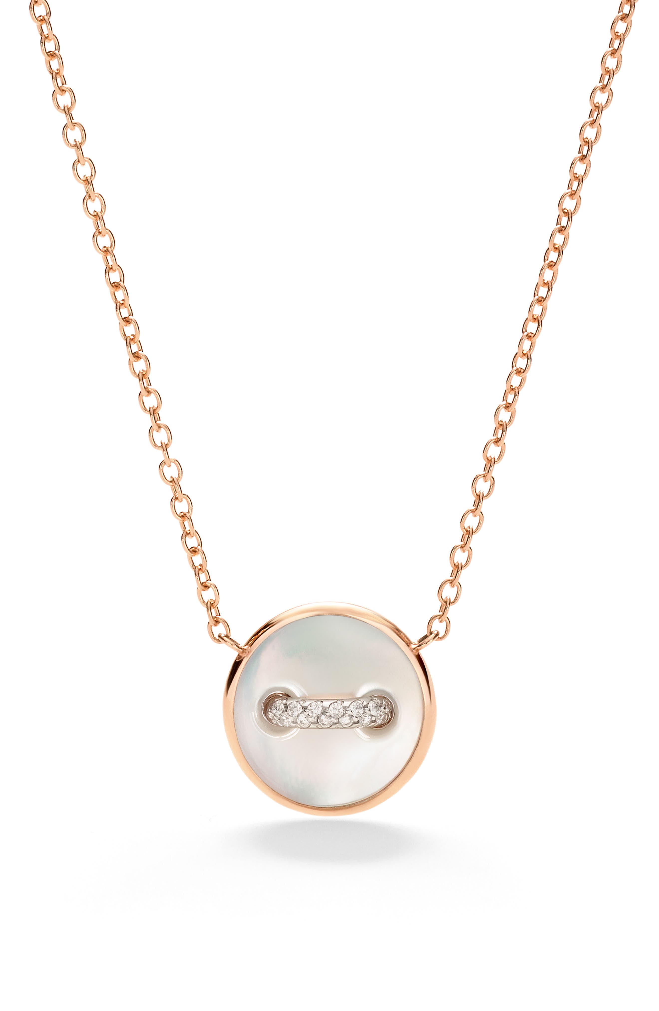 Pomellato Pom Pom Mother-of-pearl Reversible Dot Pendant Necklace In Brown