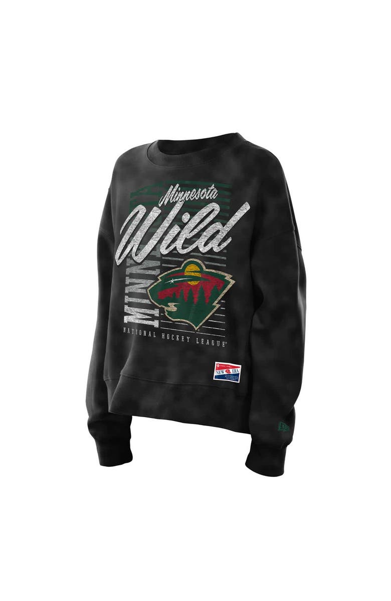 New Era Women's New Era Black Minnesota Wild Oversized Throwback Mineral Wash Sweatshirt, Alternate, color, 