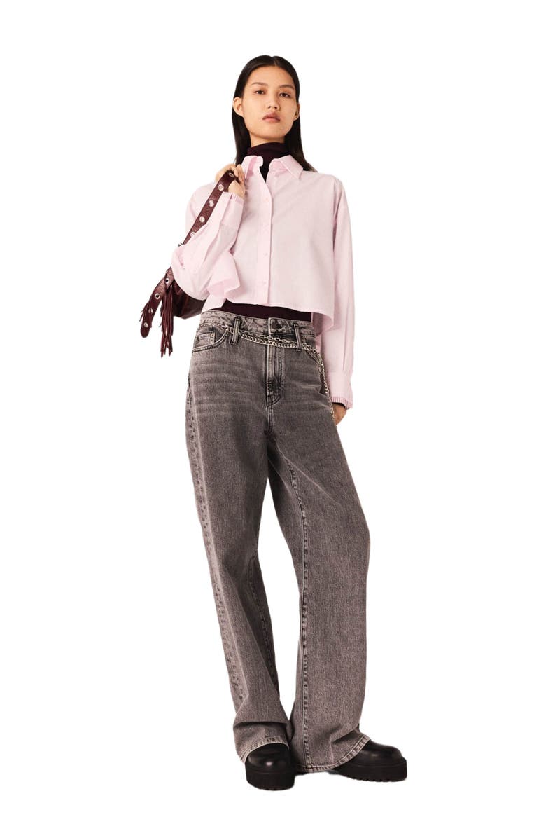 maje Wide-leg jeans with chain-link belt, Alternate, color, Grey