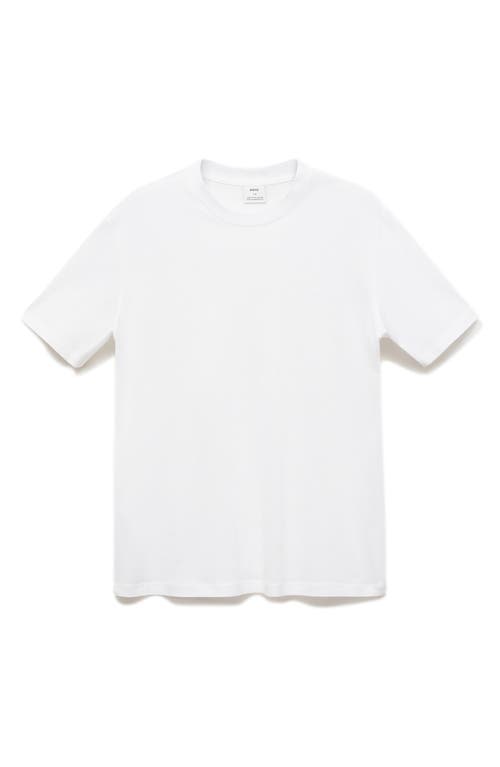 Mango Short Sleeve Cotton Crewneck Sweater In White