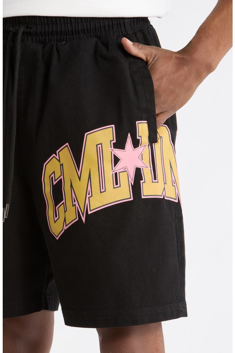 Varsity Cotton Twill Shorts, Alternate, color, BLACK