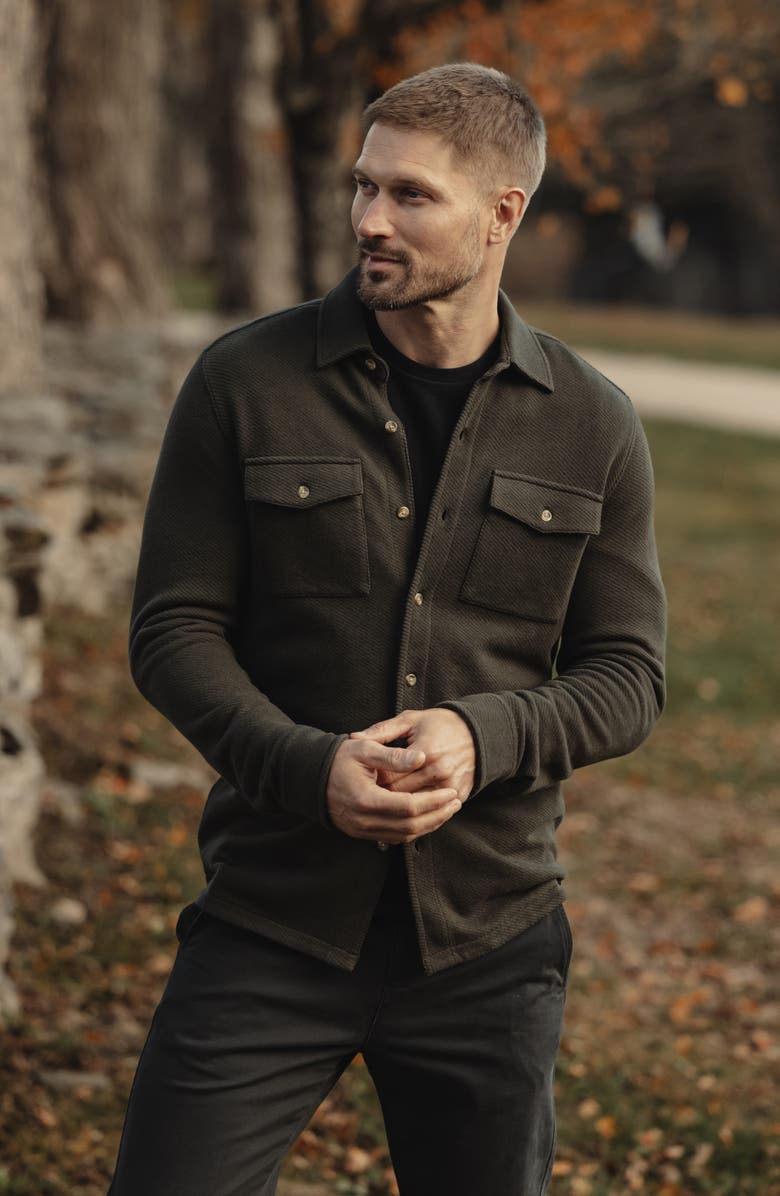 The Normal Brand Looped Terry Button-Up Shirt, Alternate, color, Alpine
