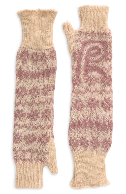 Paolina Russo Blush Mohair & Alpaca Blend Fingerless Gloves in Blush /Cream 