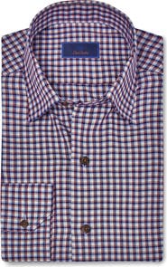 David Donahue Plaid Twill Hidden Button-Down Shirt