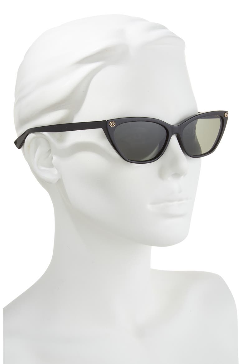 58mm Cat Eye Sunglasses, Alternate, color, BLACK