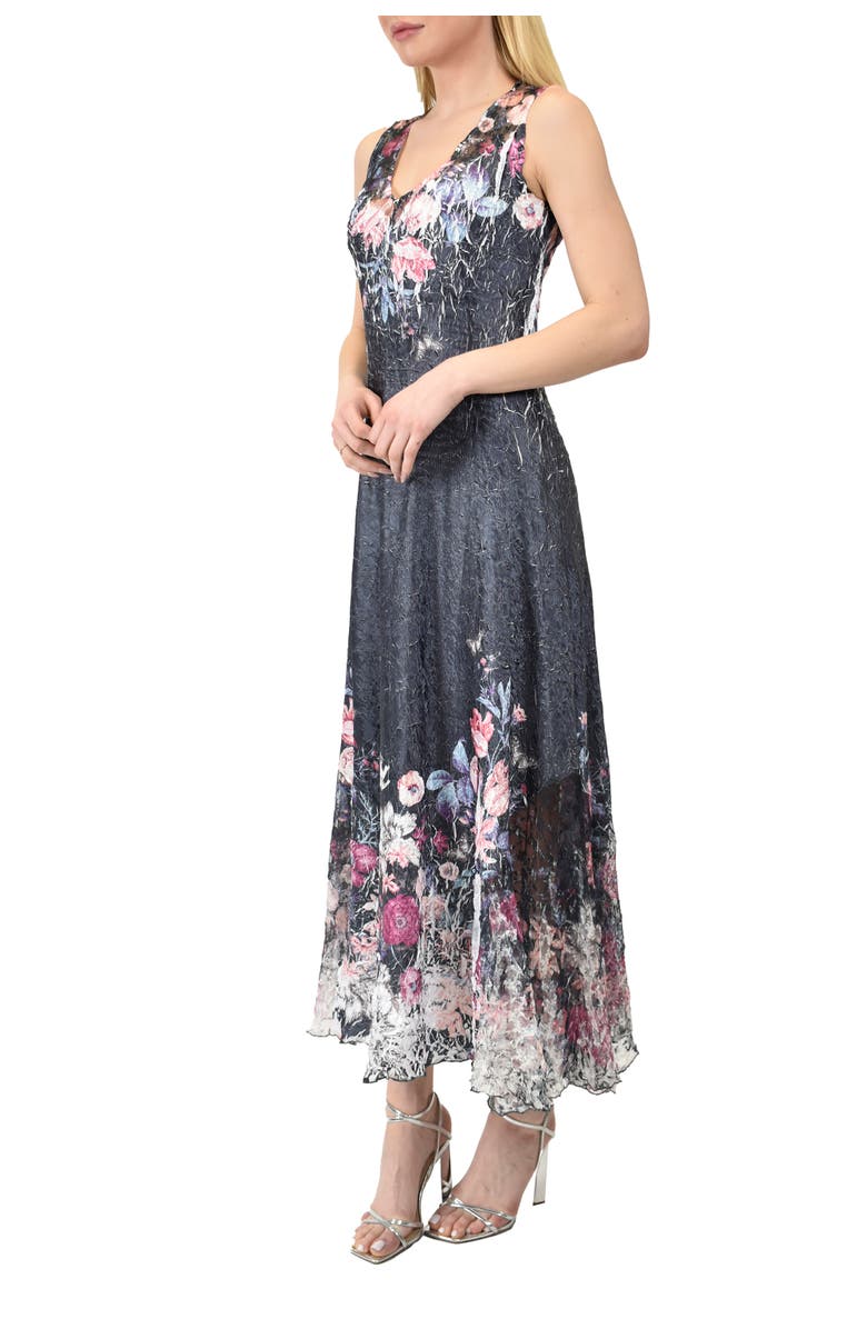 Komarov Floral Long Dress with Lace Up Back Detail, Alternate, color, Florenza