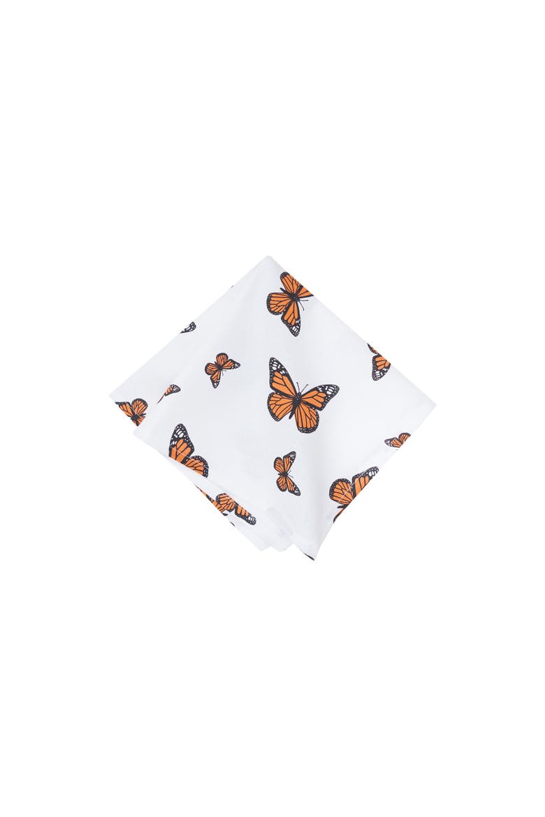 Monarch Butterfly Napkin, Set of 6, Main, color, brown
