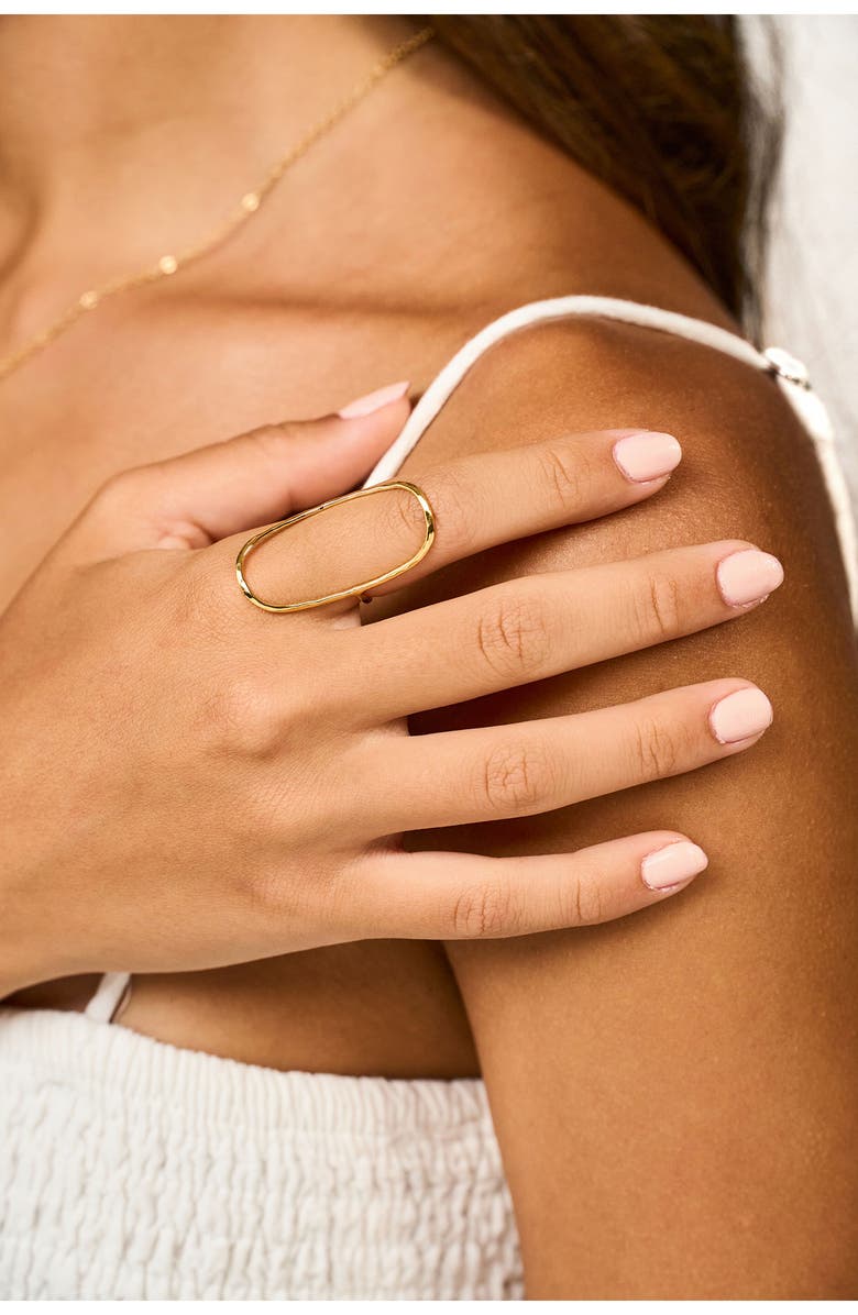 Kiara by Ki-Ele Bethany Open Oval Ring, Alternate, color, Gold