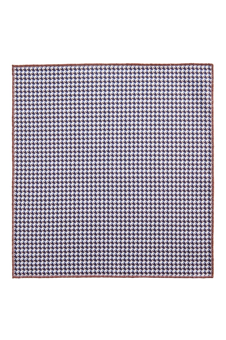 Houndstooth Cotton Pocket Square, Alternate, color, BROWN
