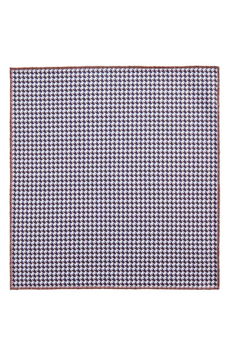 CLIFTON WILSON Houndstooth Cotton Pocket Square, Alternate, color, Brown