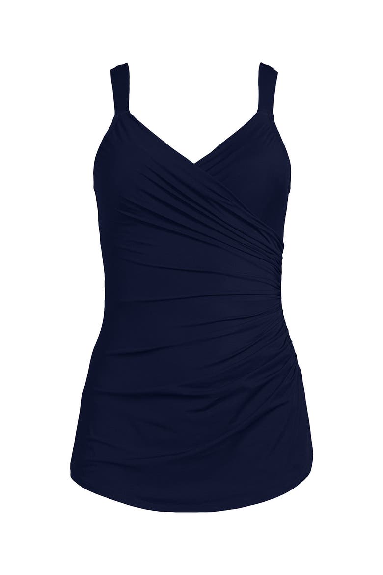 Plus Size SlenderSuit V-Neck Skirted Low Leg One Piece, Alternate, color, Deep Sea Navy