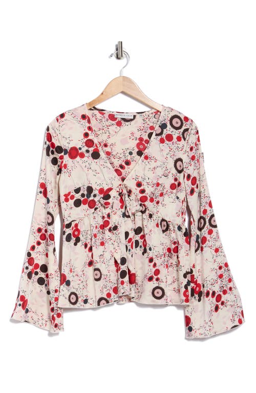 Patrizia Luca V-neck Bell Sleeve Print Top In Multi