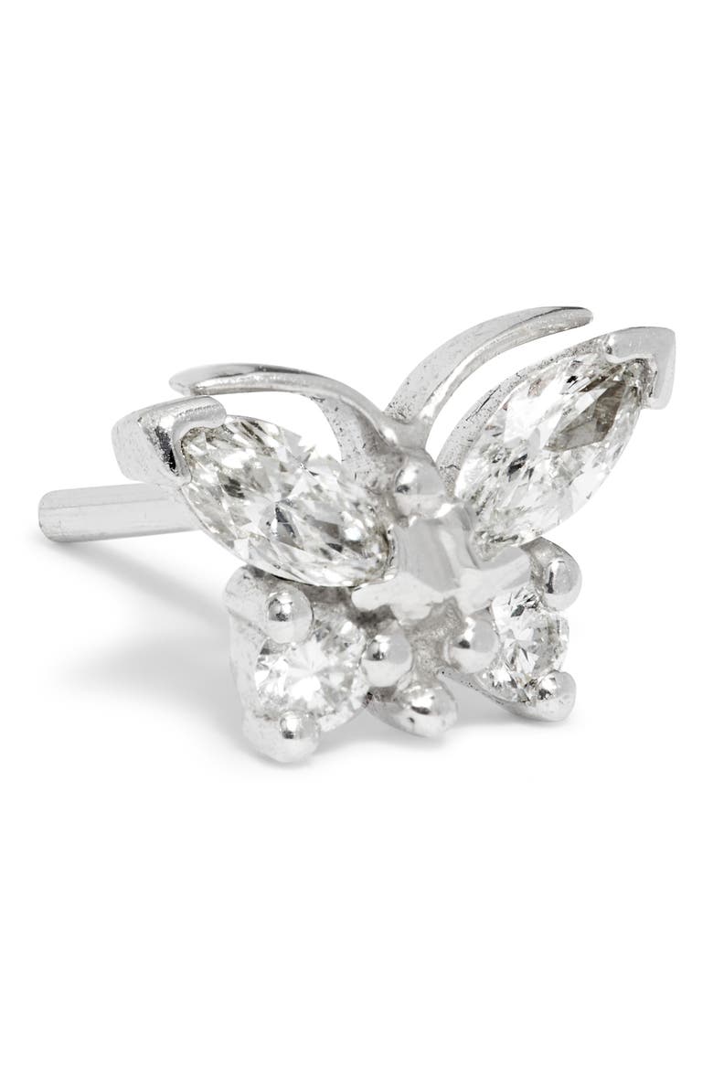 Marquise Diamond Butterfly Stud Earring, Alternate, color, WHITE GOLD/ DIAMOND
