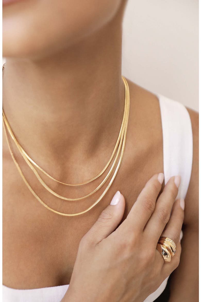 Triple Layered Flex Necklace, Alternate, color, GOLD