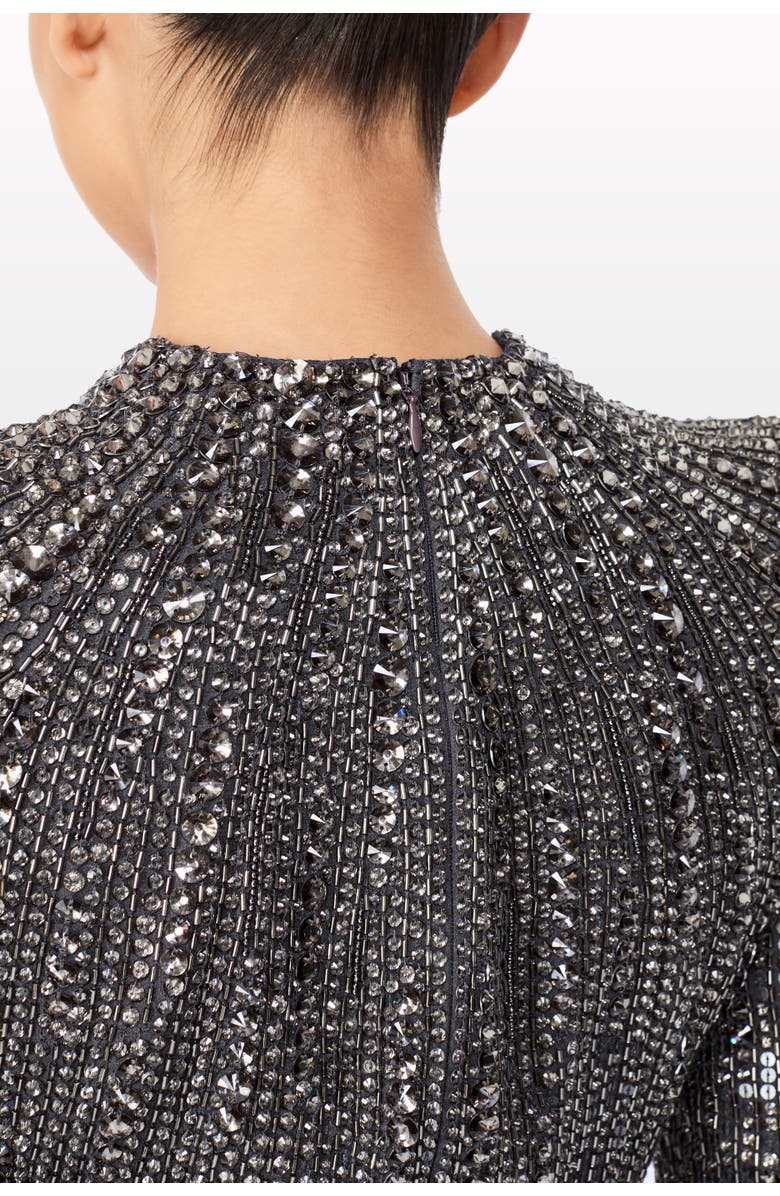 Jenny Packham Rory Embellished Mock-neck Maxi Dress, Alternate, color, Shadow Grey