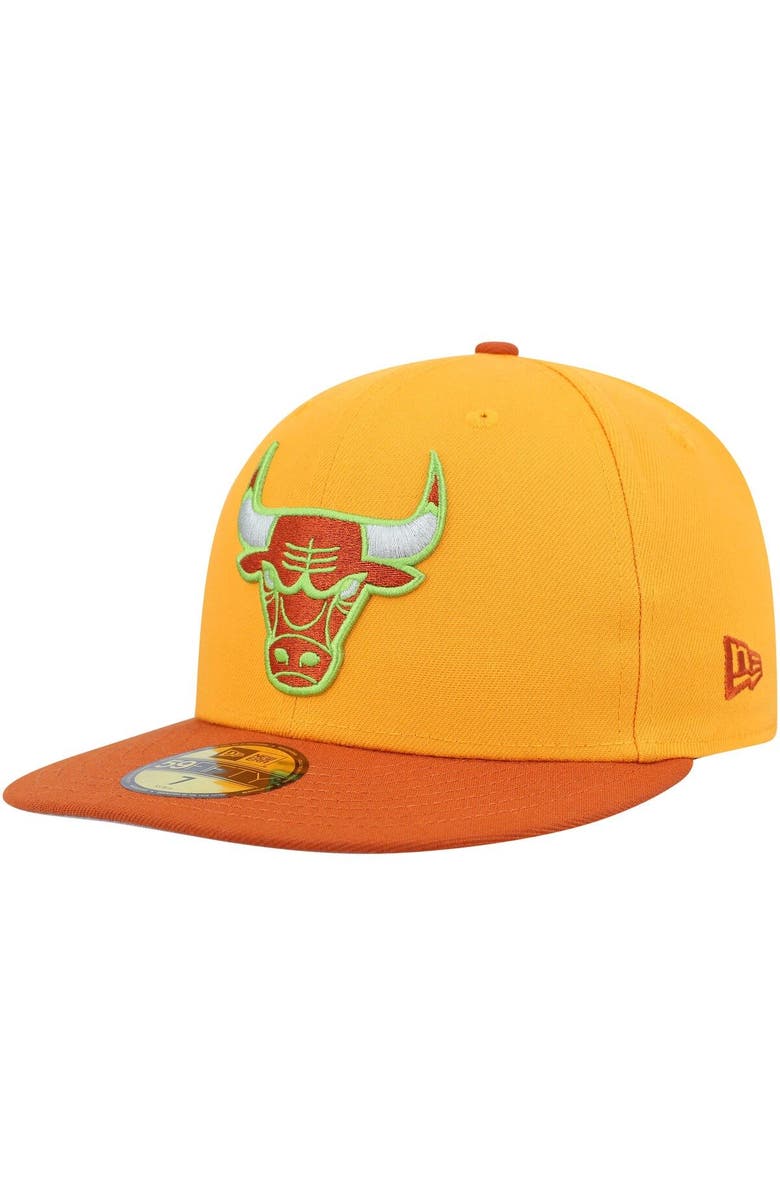New Era Men's New Era Gold/Rust Chicago Bulls 59FIFTY Fitted Hat, Alternate, color,
