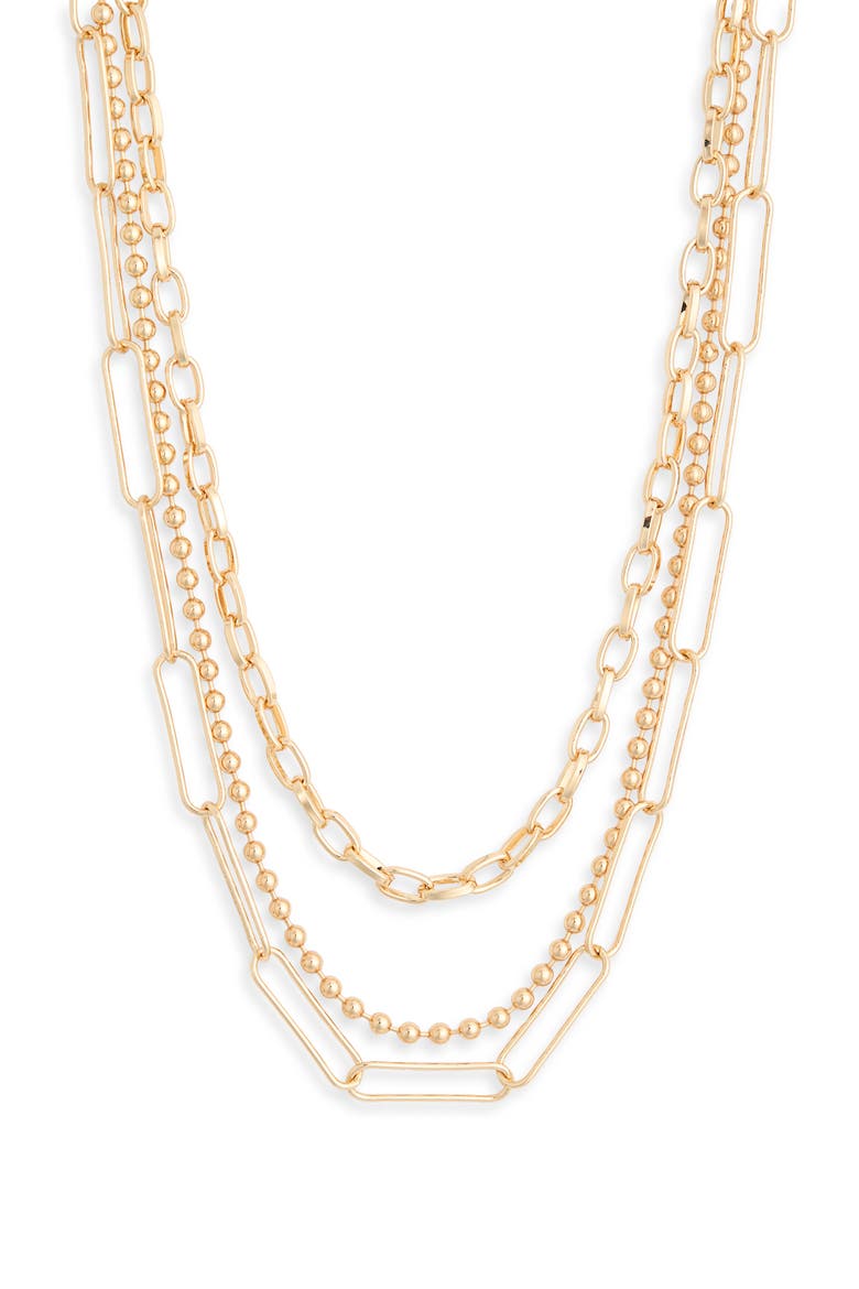 Mixed Chains Layered Necklace, Main, color, GOLD