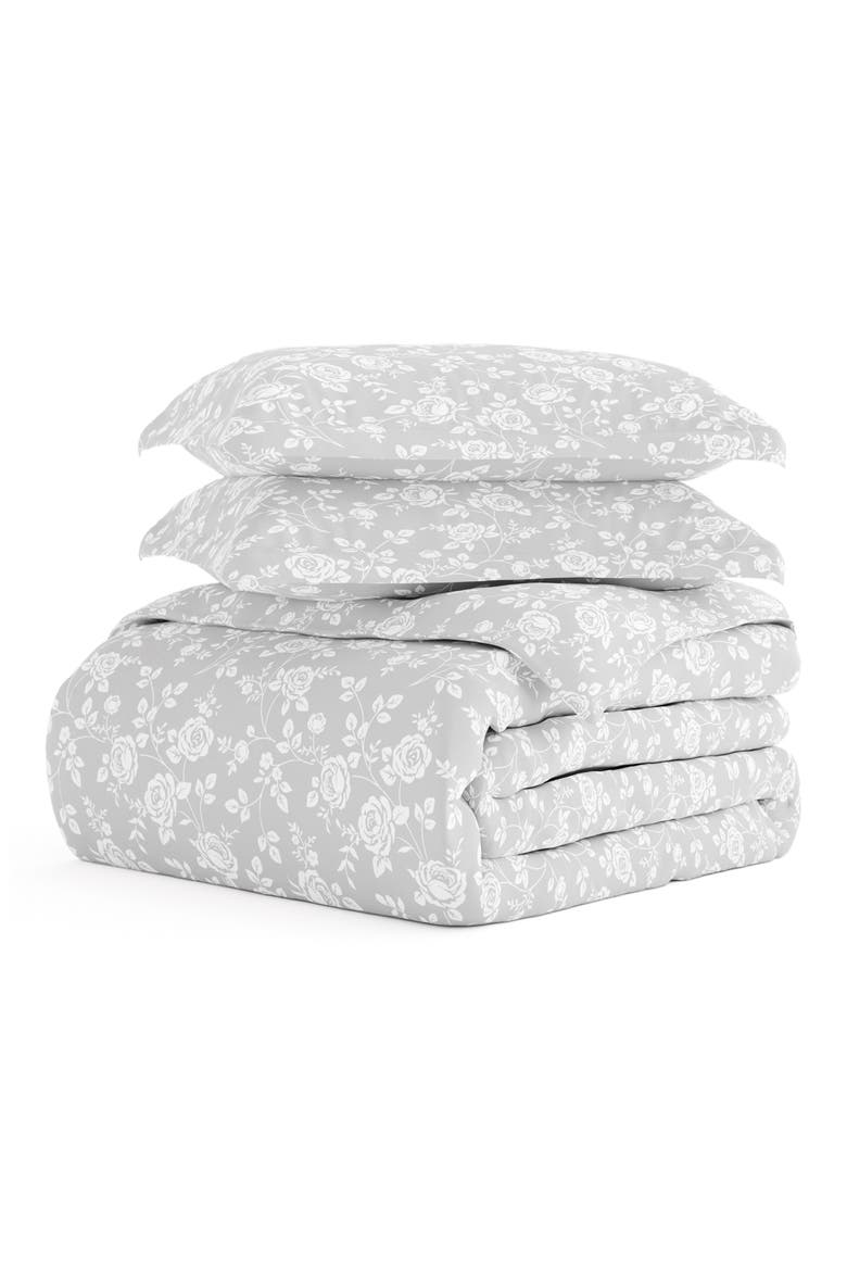 IENJOY HOME 3-Piece King Duvet Set - Light Grey, Main, color, LIGHT GRAY