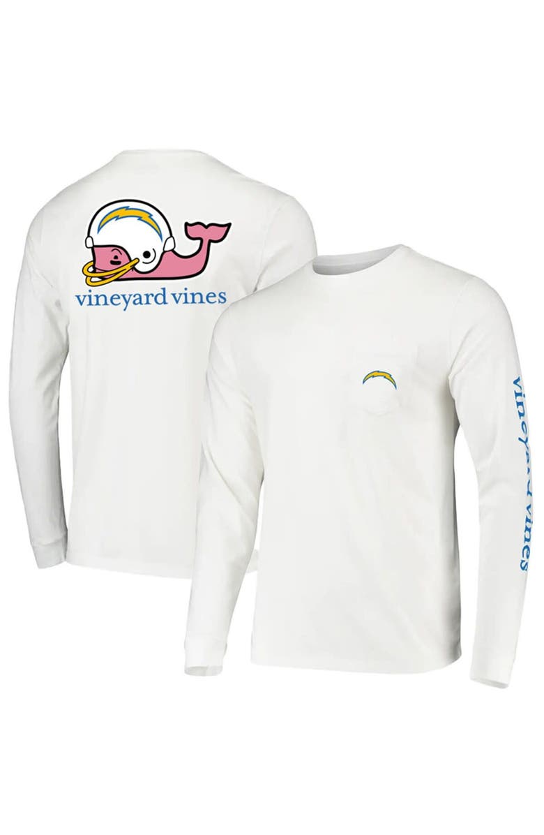 vineyard vines Men's Vineyard Vines White Los Angeles Chargers Whale Helmet Team Long Sleeve T-Shirt, Main, color, 