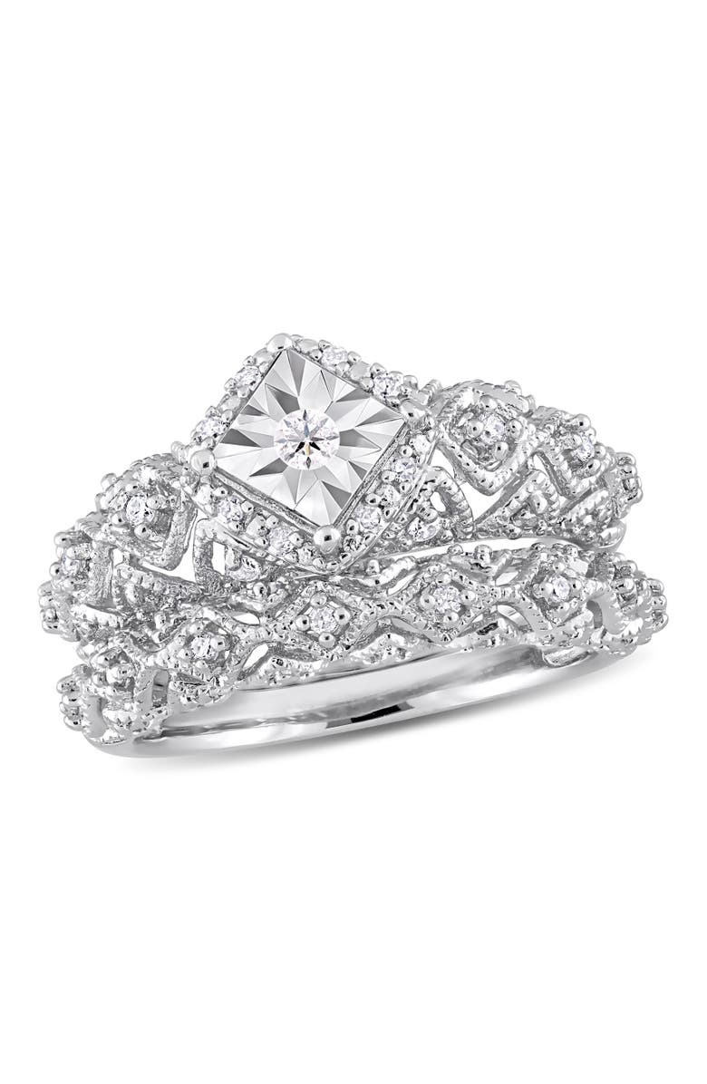 Julianna B. Diamond Vintage Halo Bridal Ring Set, Main, color,
