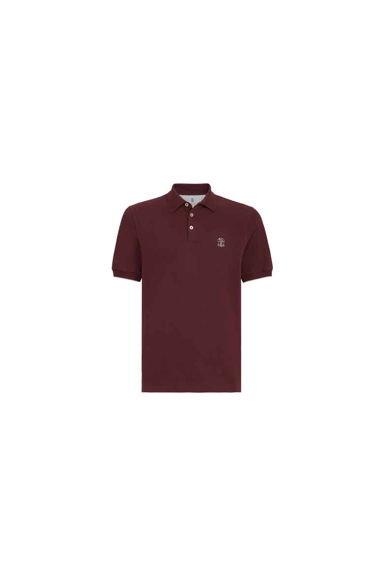 Cotton piqué polo shirt with logo, Alternate, color, Burgundy