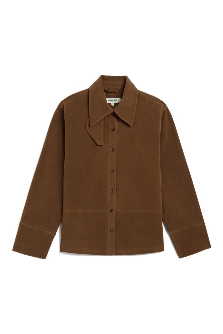 Ren Faux Suede Overshirt, Alternate, color, SADDLE BROWN